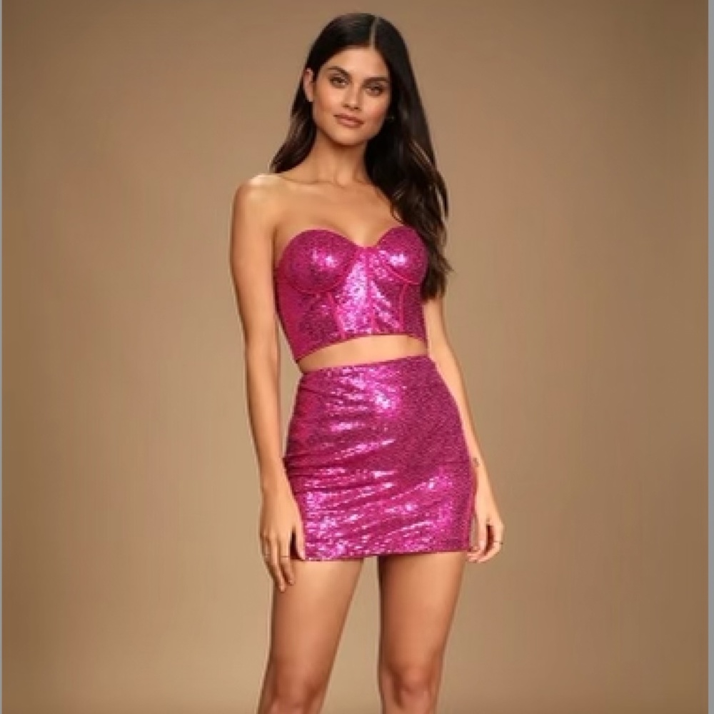 Lulus Pink Sequin Two Piece